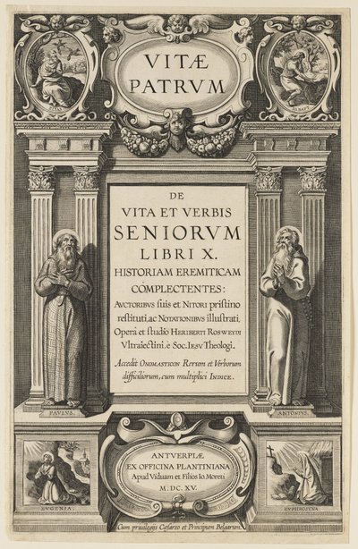Etukappale Heribert Rosweyden "Isien elämä" -kappaleeseen, kaiverrus Theodor Galle tekijältä Peter Paul Rubens