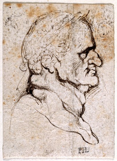Galba, kymmenestä piirroksesta kahdeksasta ensimmäisestä kahdestatoista keisarista, Giovanni da Cavinon mitalien jälkeen (kynä ja muste paperille) tekijältä Peter Paul Rubens