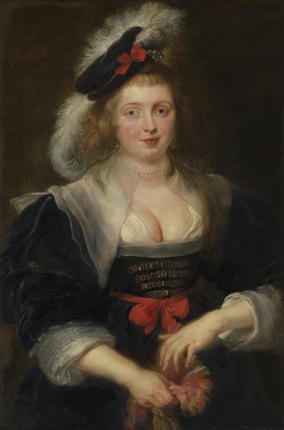 Helene Fourment, käsinettä pukeutumassa tekijältä Peter Paul Rubens