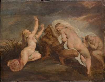 Nymfit ja jokijumala (katkelma Phaetonin putoamista kuvaavasta teoksesta) tekijältä Peter Paul Rubens