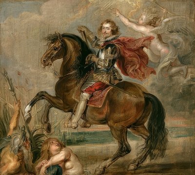Buckinghamin herttuan muotokuva hevosen selässä. 1625 tekijältä Peter Paul Rubens