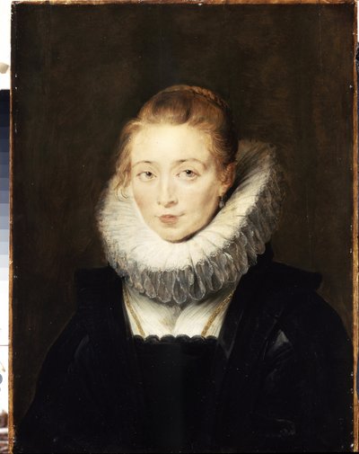 Muotokuva infanta Isabellaa (1566-1633) odottavasta naisesta. Hänellä on mansikkakaulus. (Muotokuva naisesta odottamassa Infanta Isabellaa). Peter Paul (Pierre-Paul) Rubensin (tai Peter Paul tai Petrus Paulus) maalaus (1577-1640). öljy su tekijältä Peter Paul Rubens