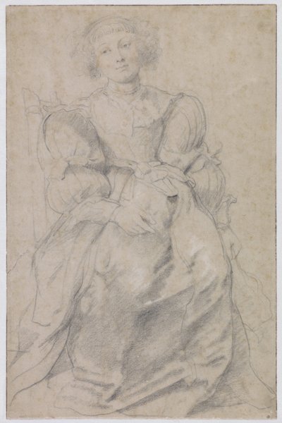 Hélène Fourmentin muotokuva, noin 1630-31 (musta ja punainen liitu, korotettu valkoisella). tekijältä Peter Paul Rubens