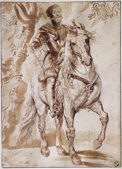 Lerman herttuan muotokuva hevosen selässä (piirustus tekijältä Peter Paul Rubens