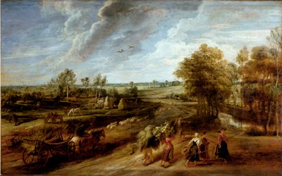 Talonpoikien paluu pellolla työpäivän jälkeen (öljy kankaalle tekijältä Peter Paul Rubens