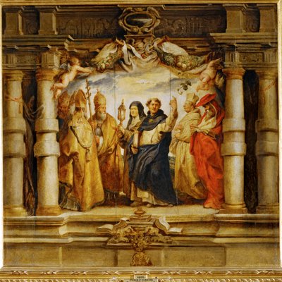 Pyhä Clara pappien ja kirkkoisien välissä (maalaus) tekijältä Peter Paul Rubens
