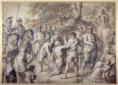 Pyhä Andreas johti marttyyrikuolemaan (kynä ja muste pesulla paperille) tekijältä Peter Paul Rubens