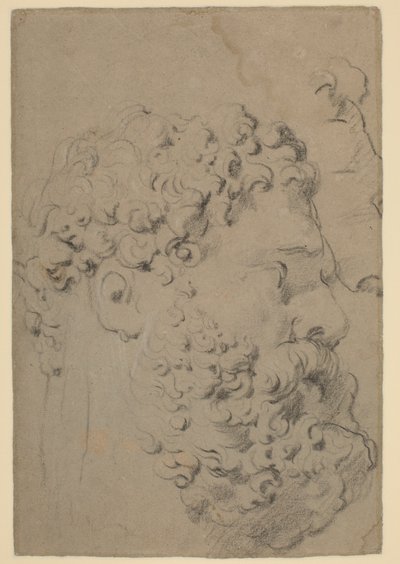 Farnese Herculesin pään ja profiilin tutkimukset alemmasta näkökulmasta tekijältä Peter Paul Rubens