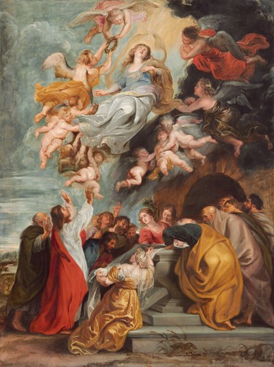 Neitsyt Marian taivaaseenastuminen, noin 1620-luvun puoliväli (öljy paneelille). tekijältä Peter Paul Rubens