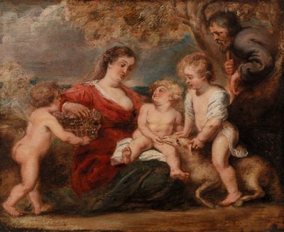 aPyhä perhe Pyhän Johannes Kastajan ja enkelin kanssa tekijältä Peter Paul Rubens