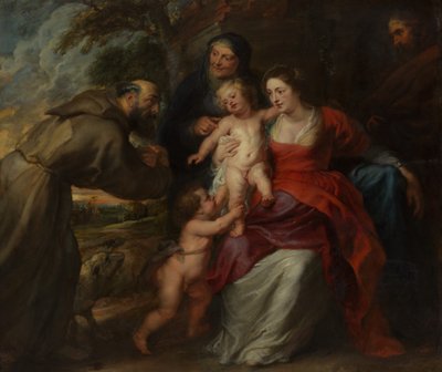 Pyhä perhe pyhien Franciscuksen ja Annan kanssa ja pikkulapsi Pyhä Johannes Kastaja, 1630-luku. tekijältä Peter Paul Rubens