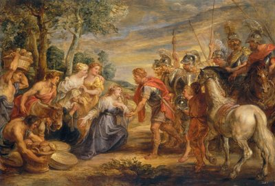 Daavidin ja Abigailin tapaaminen, n. 1630. tekijältä Peter Paul Rubens