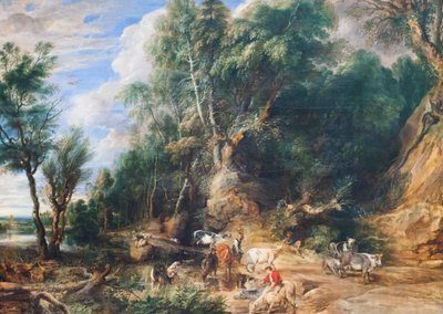 The Watering Place, n. 1615-22 (öljy tammen päälle) tekijältä Peter Paul Rubens