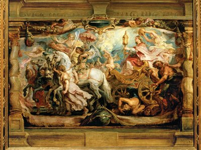 Kirkon voitto raivosta, eripurasta ja vihasta (maalaus puulle) tekijältä Peter Paul Rubens