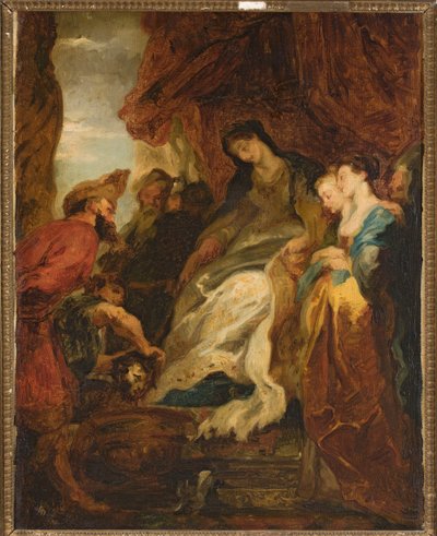 Tomyris käskee upottamaan Kyyroksen pään verimaljaan (Herodotos, Historiateos, I, 214) tekijältä Peter Paul Rubens