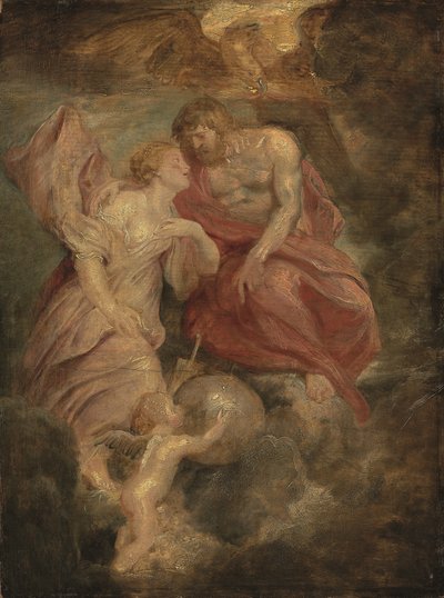 Venus rukoilee Jupiteria (öljy tammipaneelissa) tekijältä Peter Paul Rubens