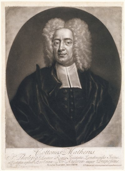 Cottonus Matheris Cotton Mather, 1728, 1728. tekijältä Peter Pelham