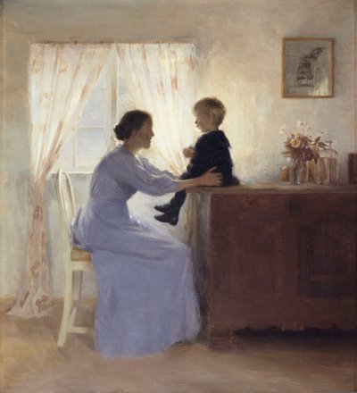 Äiti ja lapsi sisätiloissa tekijältä Peter Vilhelm Ilsted