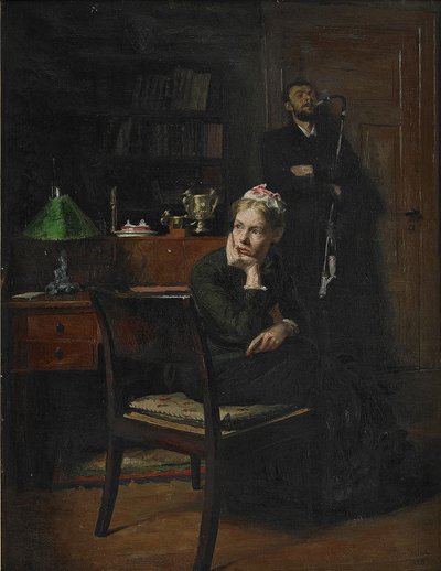 Perhekohtaus sisätiloissa, 1885 tekijältä Peter Vilhelm Ilsted