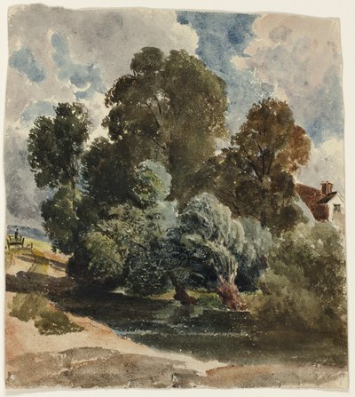 Grove of Trees (recto), Sketch of Aderley Church (verso) tekijältä Peter de Wint