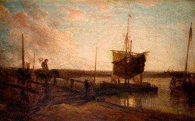 Laituri veneillä, 1800-50. tekijältä Peter de Wint