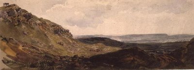 PD.128-1950 Middleham Wensleydalessa (akvarelli ja musta liitu paperille) tekijältä Peter de Wint