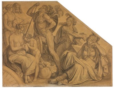 Aphrodite und Ares von Diomedes verwundet. Karton zu den Deckenbildern der Münchner Glyptothek tekijältä Peter von Cornelius