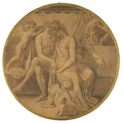 Peleuksen ja Thetisin häät. Kartonkipiirros, joka liittyy Münchenin Glyptothekin kattomaalauksiin tekijältä Peter von Cornelius