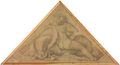 Eros mit dem Delphin (Element des Wassers). Karton zu den Deckenbildern der Münchner Glyptothek tekijältä Peter von Cornelius