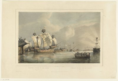 Gouwen taistelu, 1304 Meritaistelu Gouwella 11. elokuuta 1304 / Combat naval sur la Goude 11 Aout 1304 (otsikko esineessä) tekijältä Petrus Johannes Schotel