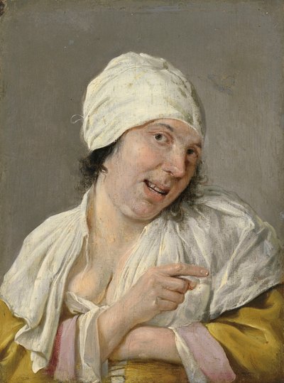 Näky: Nuori nainen osoittaa. Sarjasta Viiden aistin personifikaatiot, n. 1635-1666 (öljy puulle) tekijältä Petrus Staverenus