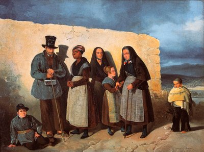 Madridin San Bernardinon (Saint Bernard) -sairaanhoidon köyhät lämmittelevät auringossa tekijältä Pharamond Blanchard