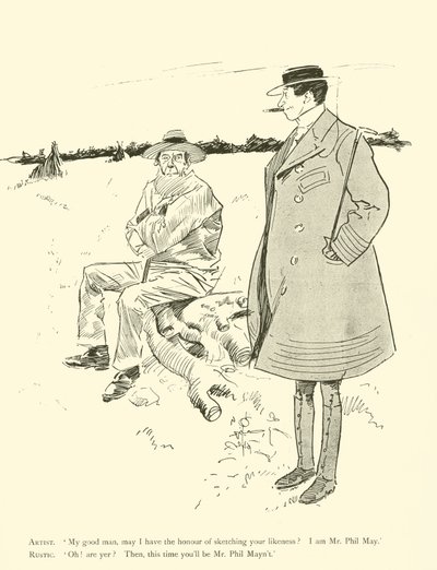 Phil Mayn sarjakuva 1890-luvulta (litho) tekijältä Phil May