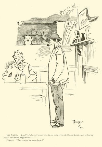 Phil Mayn sarjakuva 1890-luvulta (litho) tekijältä Phil May