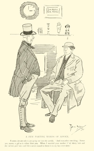 Phil Mayn sarjakuva 1890-luvulta (litho) tekijältä Phil May