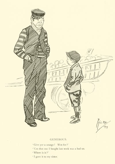 Phil Mayn sarjakuva 1890-luvulta (litho) tekijältä Phil May