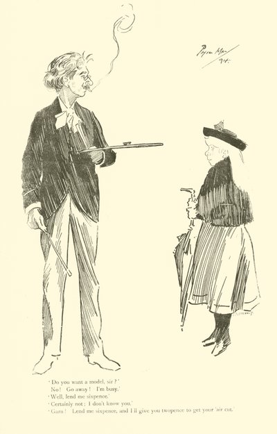 Phil Mayn sarjakuva 1890-luvulta (litho) tekijältä Phil May