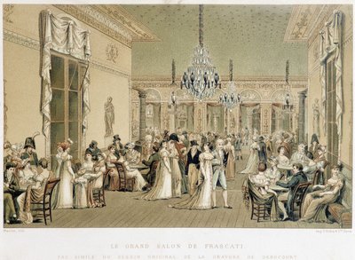 Grand Salon du cafe Frascati Pariisissa. Philibert-Louis Debucourtin litografia (1755-1832) tekijältä Philibert Louis Debucourt