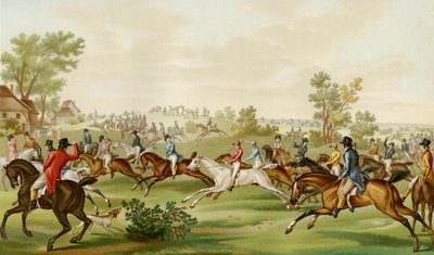 Horse Race - Debucourtin värillinen kaiverrus tekijältä Philibert Louis Debucourt