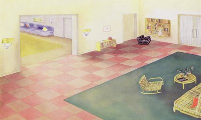 1930-luvun sisätilat: Hall (värilitho) tekijältä Philip Alexius de (after) Laszlo