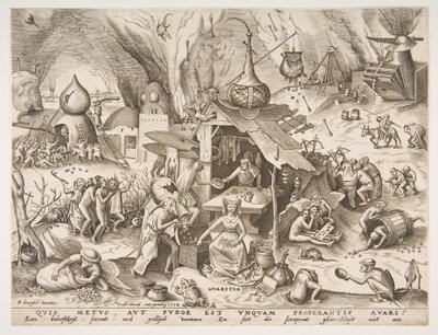 Avarice Avaritia sarjasta The Seven Deadly Sins, 1558. tekijältä Philip Galle
