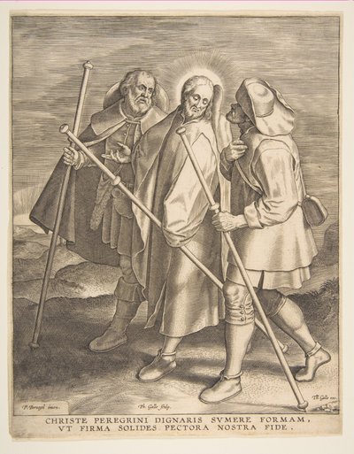 Kristus ja opetuslapset matkalla Emmaukseen, 1571. tekijältä Philip Galle