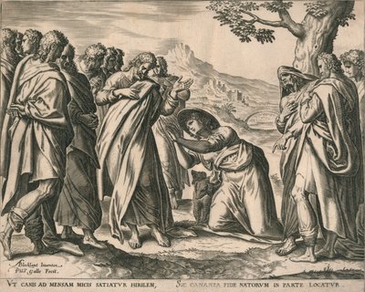 Kristus ja Kanaanin nainen, n. 1577-1579. tekijältä Philip Galle