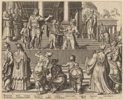 Kansan edessä luettava lain kirja tekijältä Philip Galle, after Maerten van Heemskerck