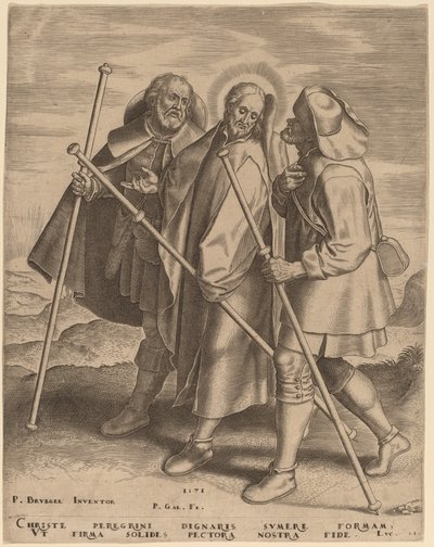 Kristus ja hänen opetuslapsensa matkalla Emmaukseen tekijältä Philip Galle after Pieter Bruegel the Elder