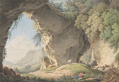 Kalliomaisema nukkuvan paimenen kanssa, 1817. tekijältä Philip Heinrich Dunker