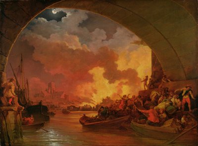 Lontoon suuri palo, n. 1797 (öljy kankaalle) tekijältä Philip James de Loutherbourg