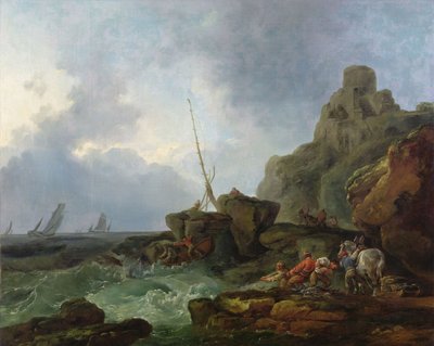 The Wreckers (Kalastajat vetävät verkkojaan kovassa merenkäynnissä) tekijältä Philip James de Loutherbourg