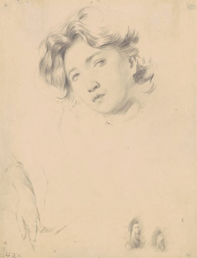 Tytön pään luonnos, n.1900 (grafiitti paperiarkille). tekijältä Philip Leslie Hale