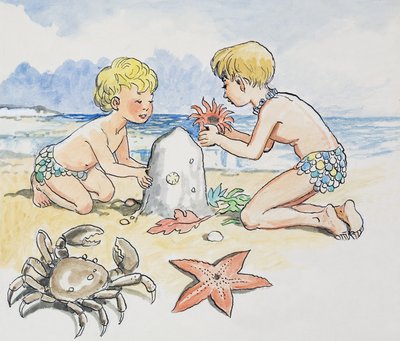 Meren rannalla, kuvitus Charles Kingsleyn teoksesta 